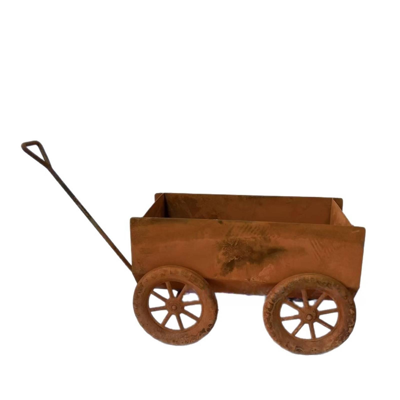 Weathered Wheelbarrow Planter Rustic Decorative Wheelbarrow Planter Weathered Metal Texture Garden Cart for Patio