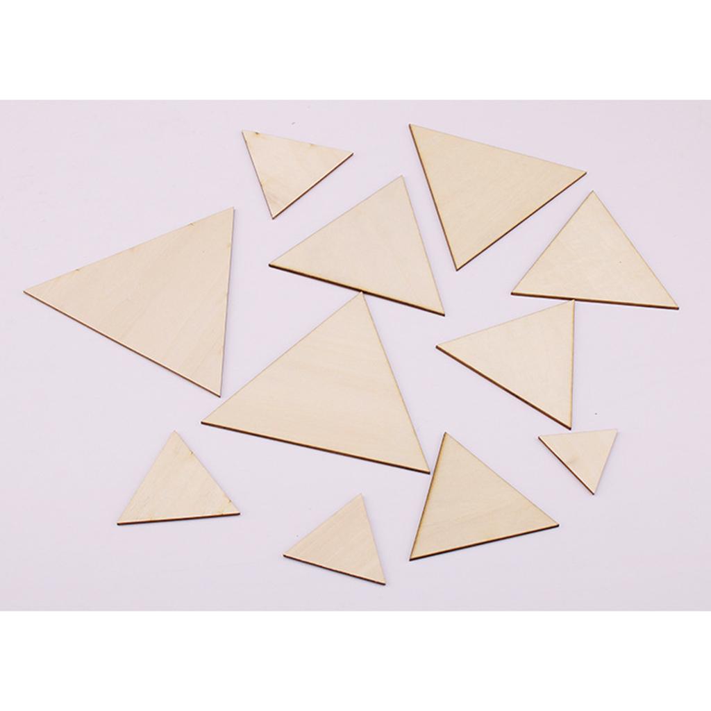 10x Natural Wood Cutouts Triangle Shapes DIY Craft Embellishments 90mm