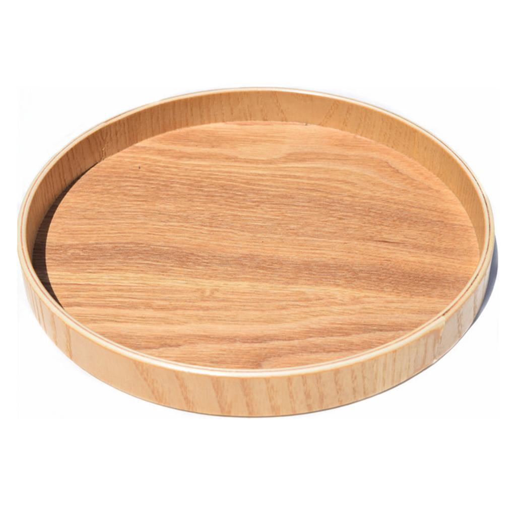 Handmade Wood Round Serving Tray Tea Food Fruit Large Platter Wood 33cm