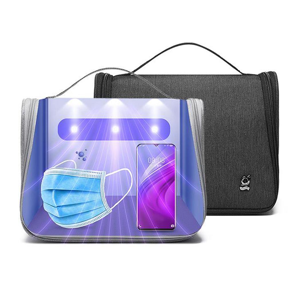 UV Sterilizer Bag Portable LED UV Disinfection Box Organizer Bag Gray