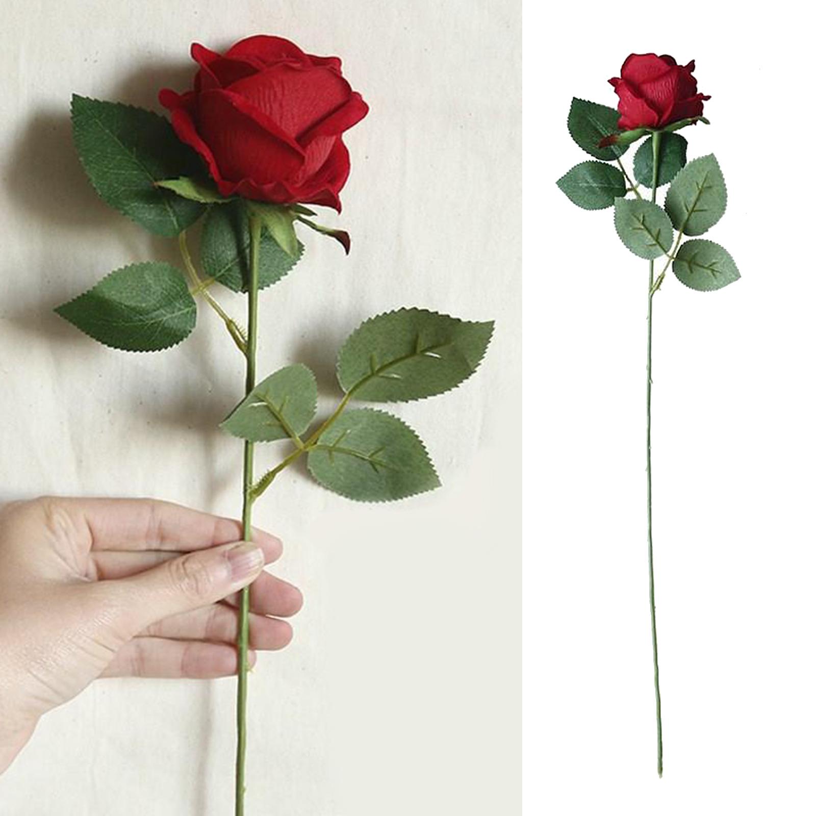 Elegant Artificial Flowers Rosaceae Rose Bouquet Decoration Bright Red