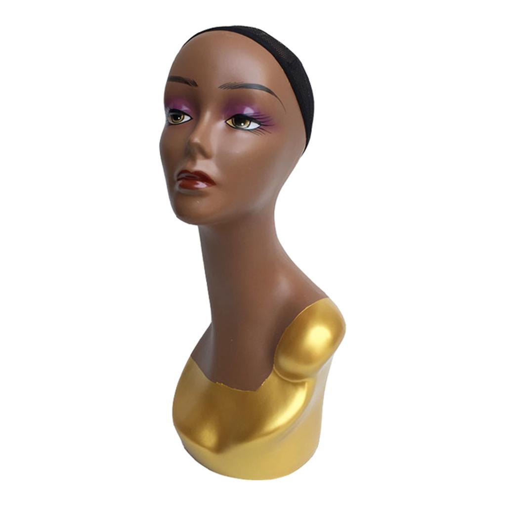 Female Mannequin Manikin Head Model Wig Jewelry Glasses Display Stand Golden