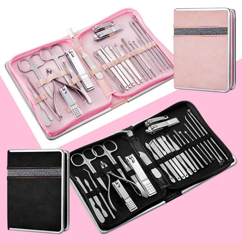 Professional Manicure Set 26 Pieces Stainless Steel Manicure Kit Pink