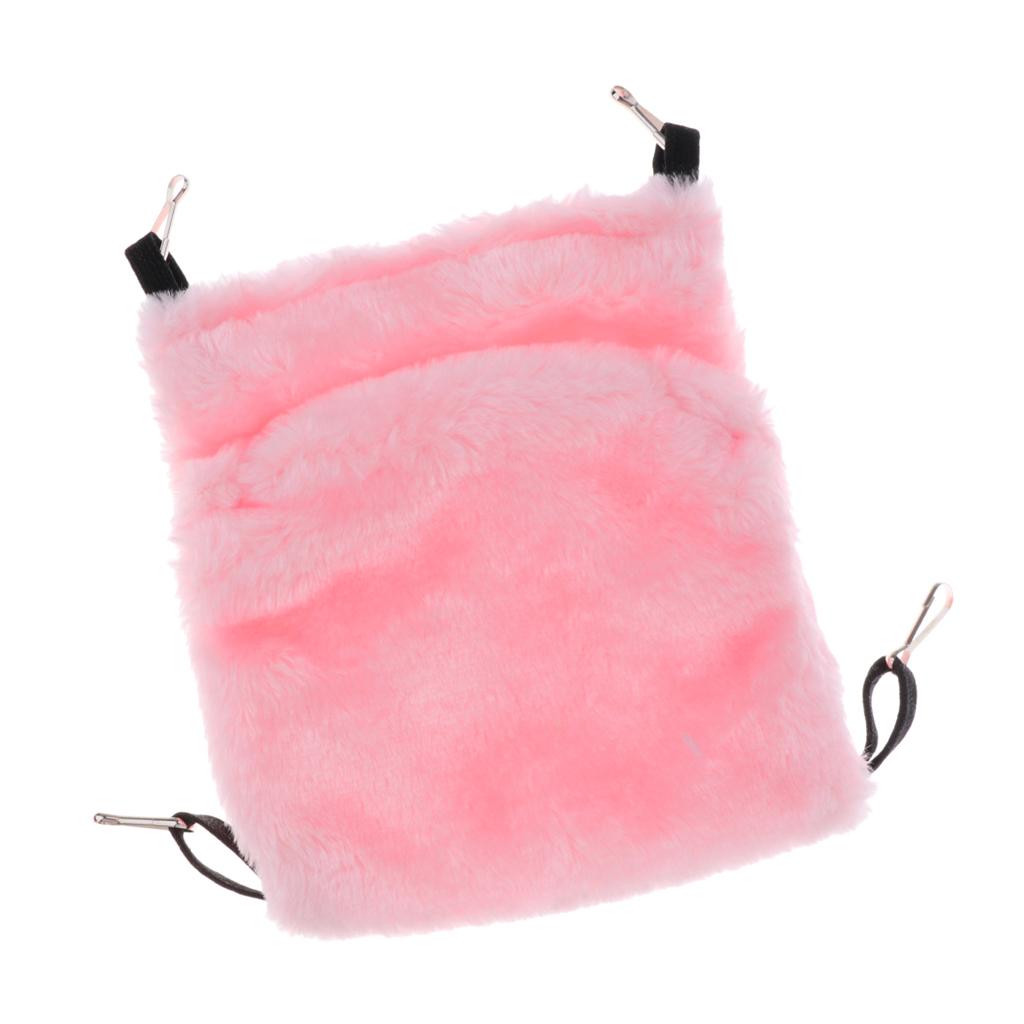 Hamster Parrot Hammock Small Animals Double-deck Pocket Plush Nest Pink S