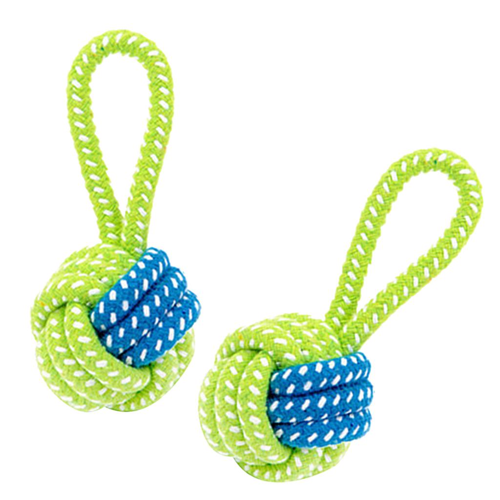 2PCS Pet Puppy Dog Doggy Interactive Chew Rope Toys Single Ball 2