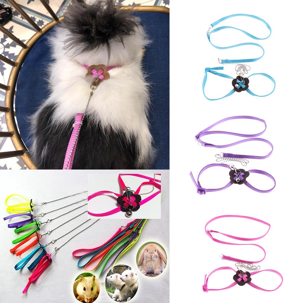 Small Animals Adjustable Harness Walking Leash for Hamsters Rabbit Blue