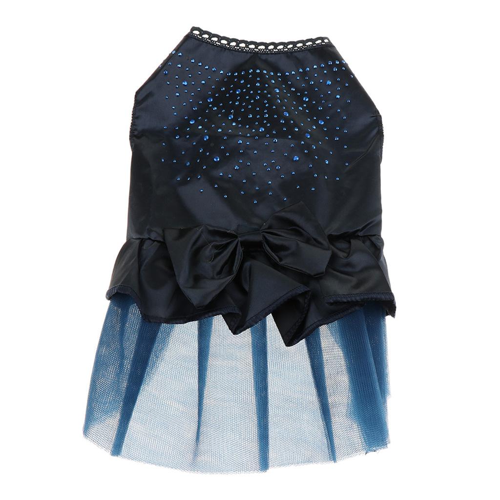 Puppy Dog Layered Princess Dress Doggies Spring Summer Clothes Dark Blue L