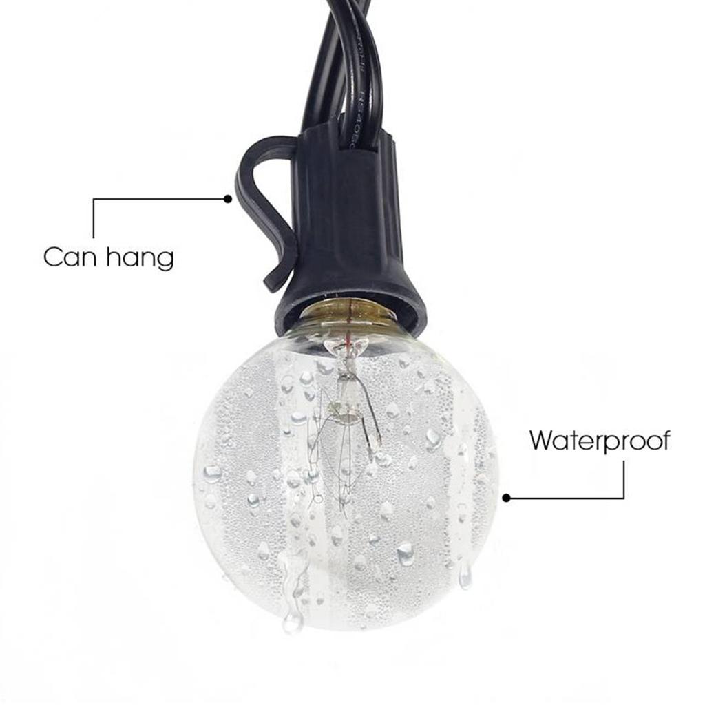 25ft G40 String Lights with Globe Clear Bulbs Waterproof Patio Hanging Light