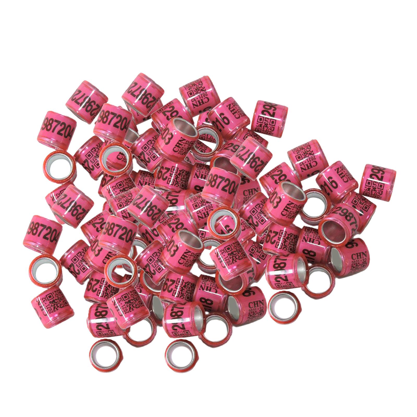 100pcs Identify Dove Rings Leg Rings Pigeon Bands for Canary Pink