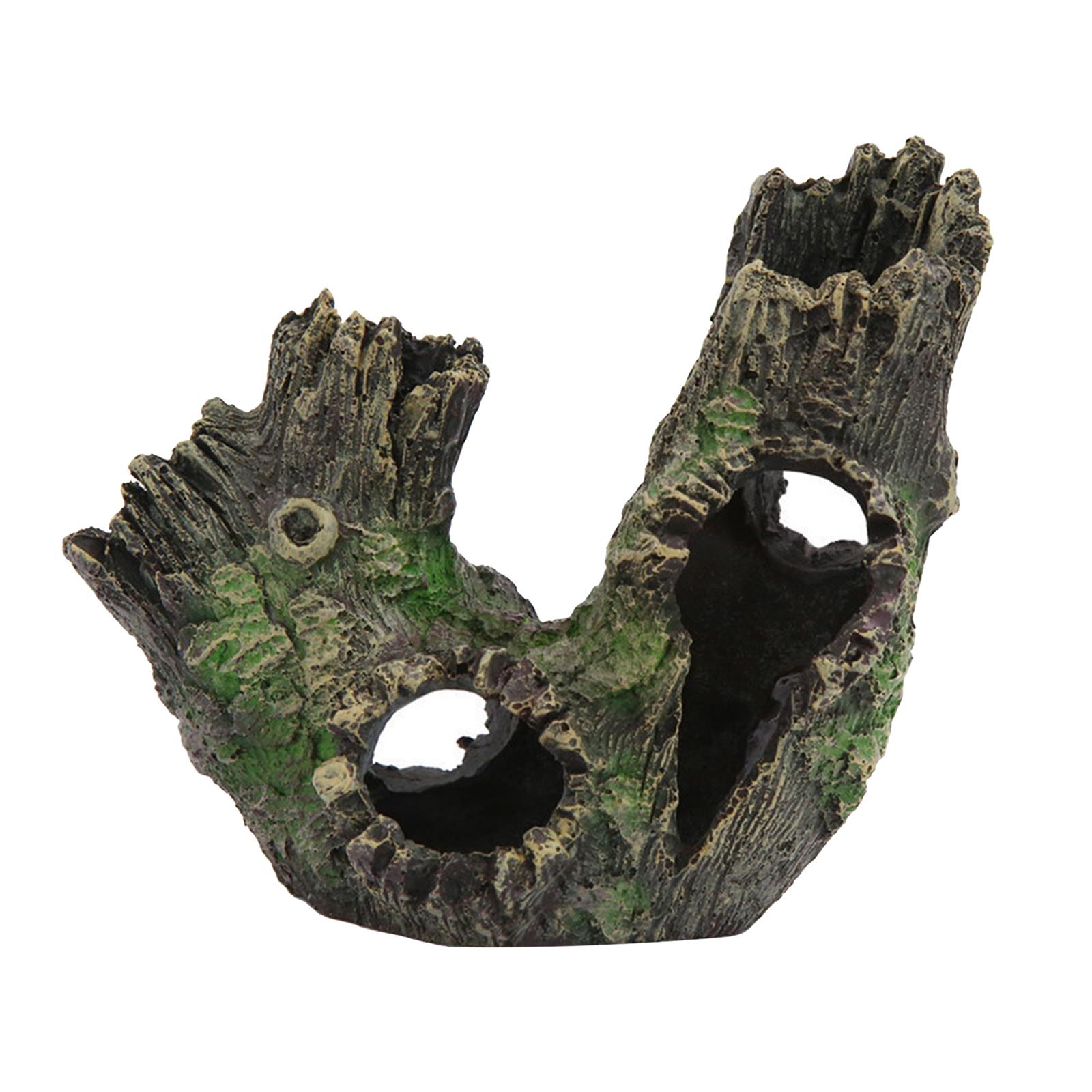 Aquarium Trunk Resin Driftwood Betta Log Hollow Tree Trunk Ornament Hideouts B
