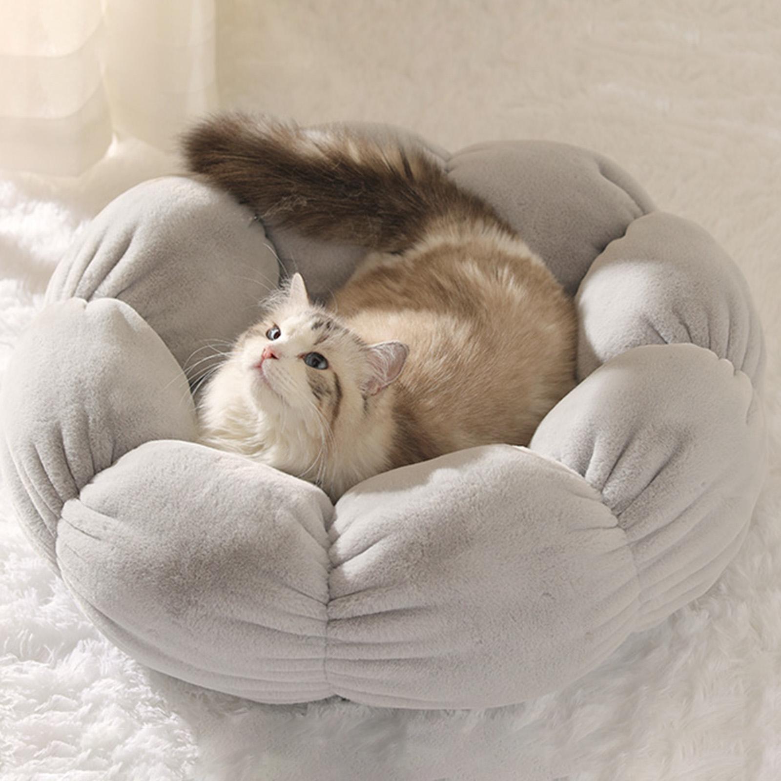 Cat Bed Basket Dog Soft Plush Pad Pets Supplies Grey S