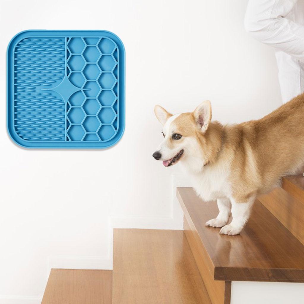 Dog Lick Pad Mat Dispenser Slow Feeder Anxiety Reducer S Blue