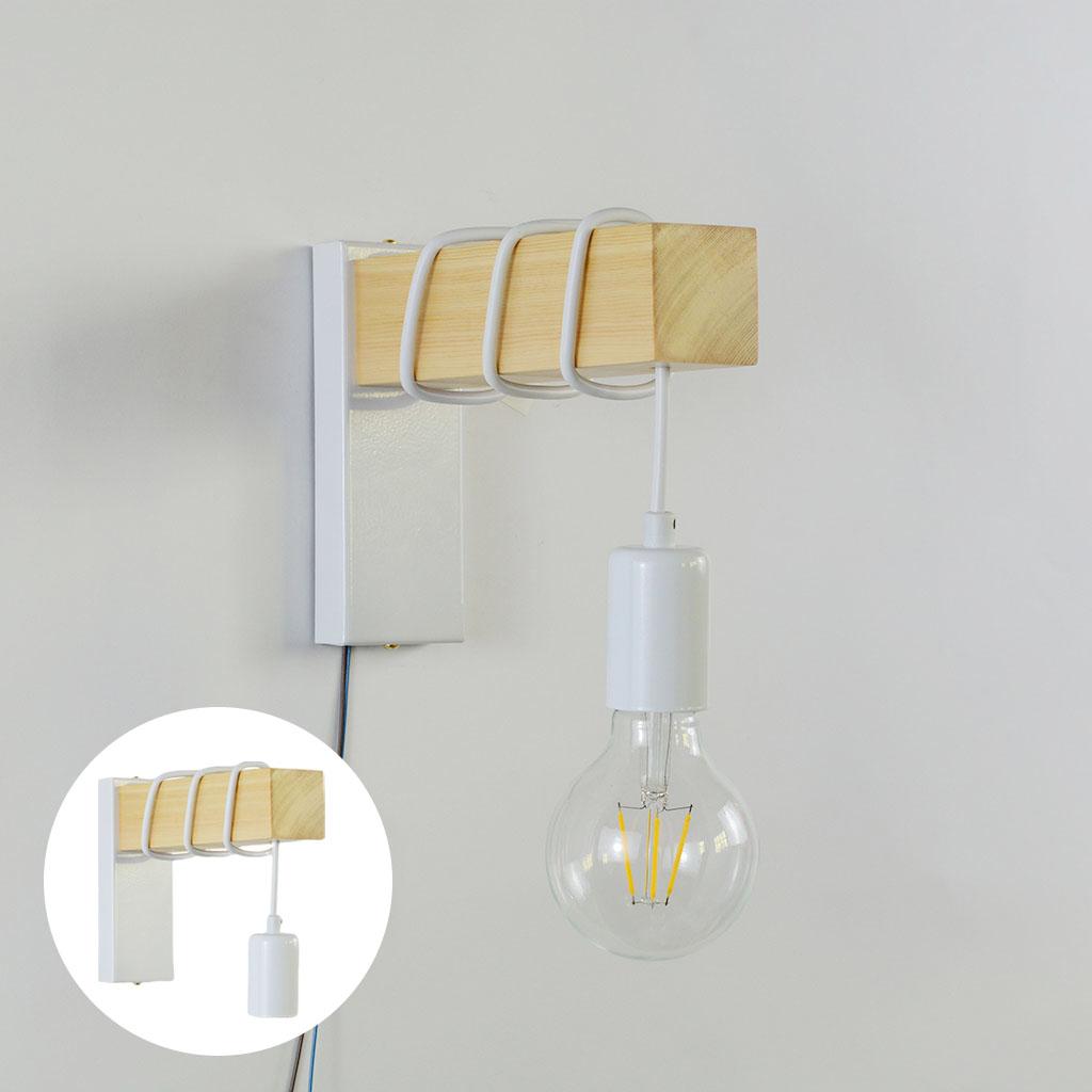 Wood Wall Lamp Sconce Wall Light Fixture E27 Bedside Lamp white