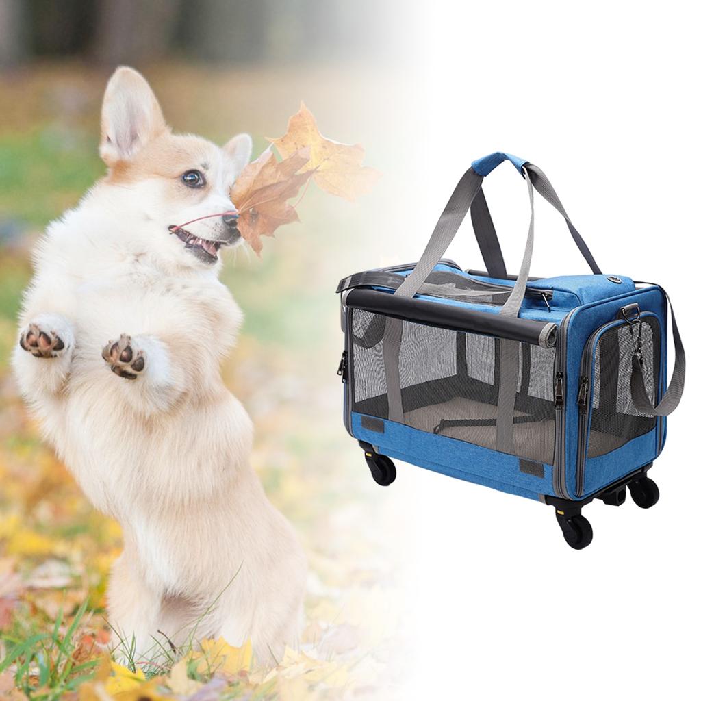 Collapsible Pet Carrier Bag Washable Tote Case Waterproof Dog Transport Blue