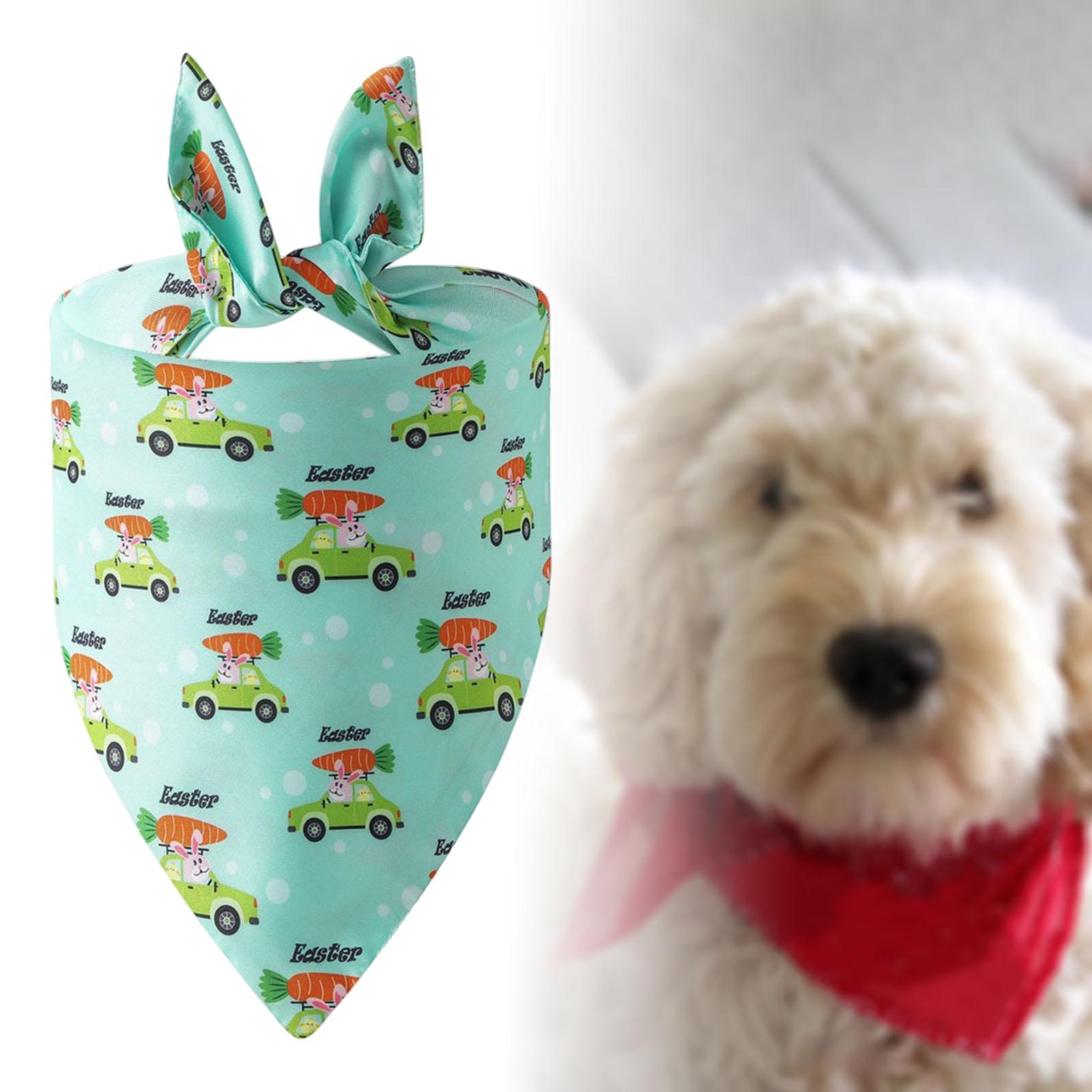 Washable Dog Bandana Collar Easter Costume Cat Neckerchief Green Car
