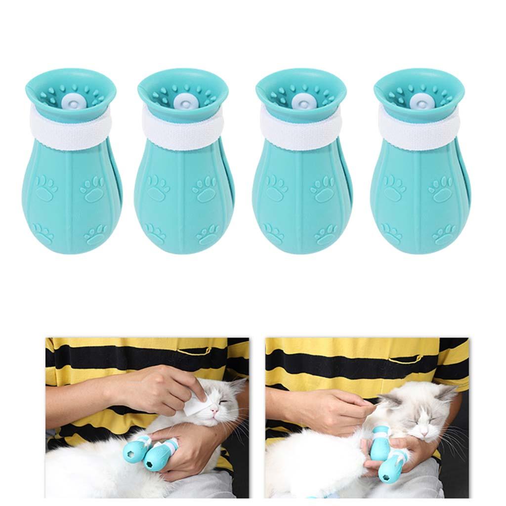 4Pcs Cat Claw Protector Cover Anti-shedding Anti-scratch Adjustable Blue