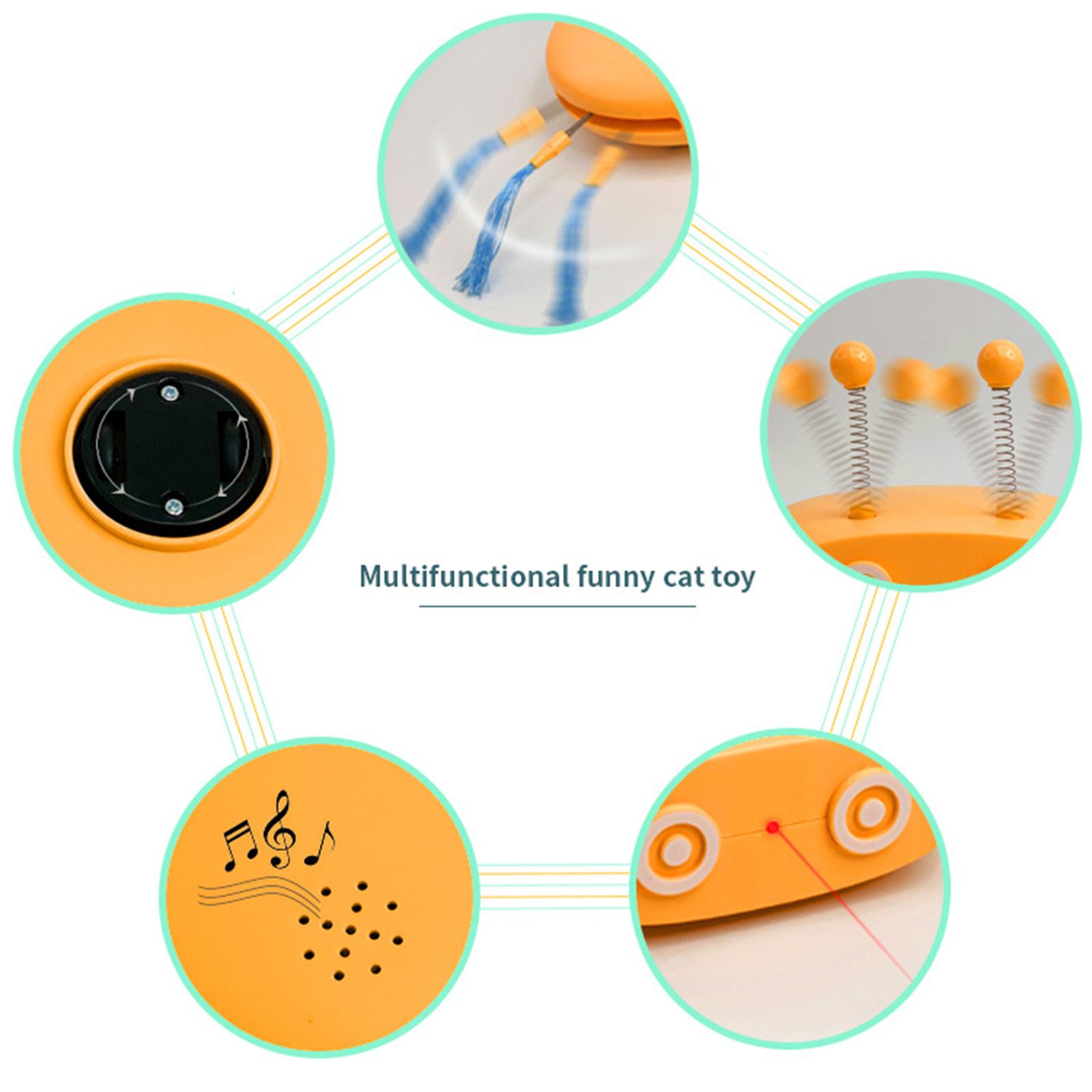 Automatic Cat Toys Interactive Smart Electronic Feather Teaser Toys Yellow