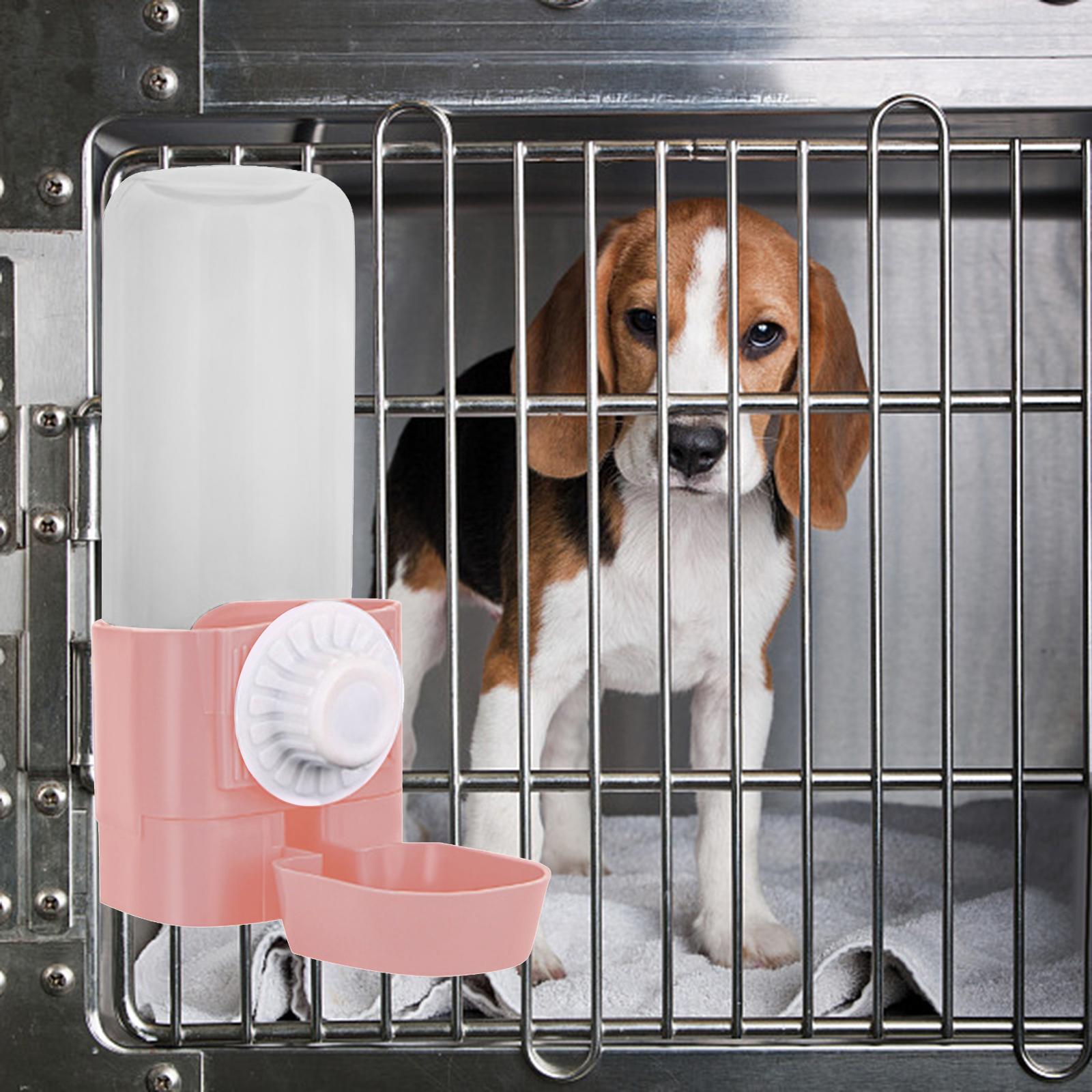 Puppy Cat Hanging Bowl with Water Bottle Convenient Water Supply Device Pink