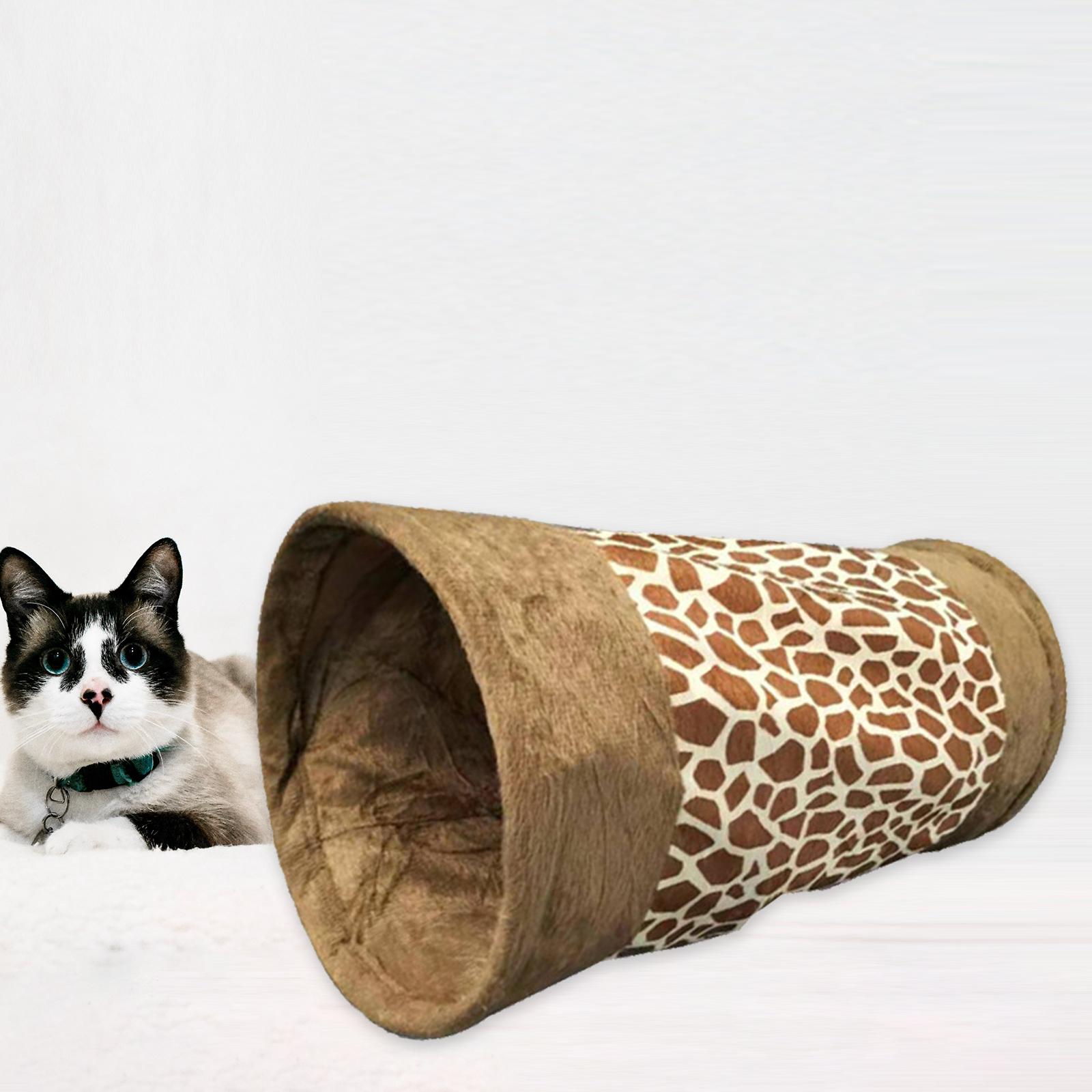 Foldable Cat Tunnels Tube Interactive Toys Rabbit Ferrets Play Tent Puppy Brown