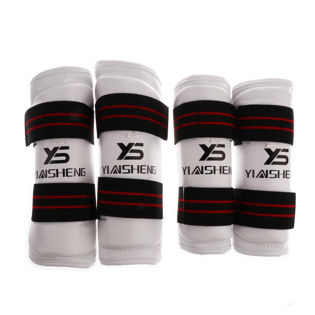 Taekwondo Shin Guard/Leg Protector + Arm Guard/Elbow Protector Set S White