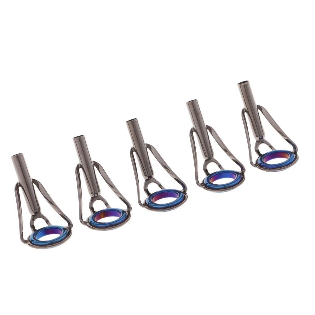 5pcs Fishing Rod Tip Rings Stainless Steel Rod Replacement Guides