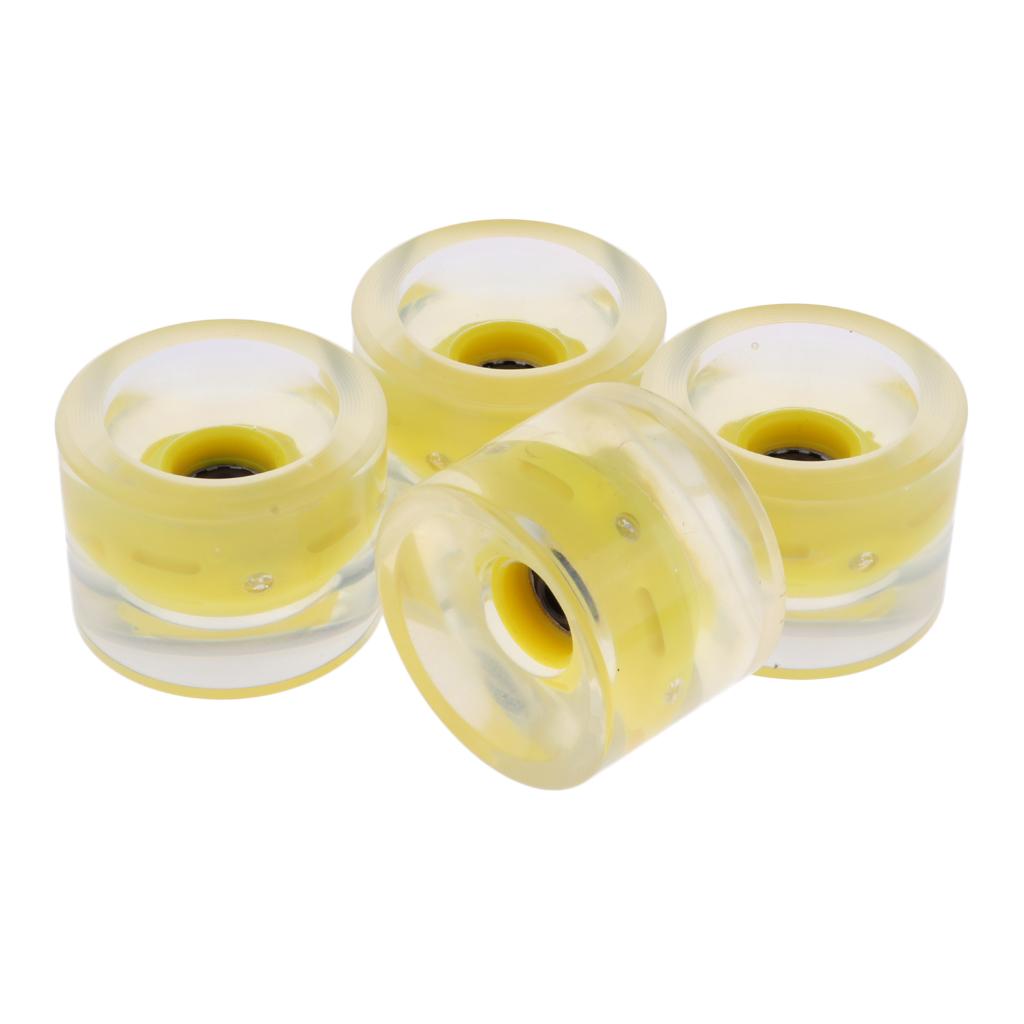 4pcs 70mm Light Up Skateboard Longboard Wheels Glow at Night 78A Yellow