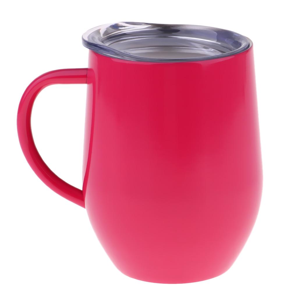 Insulated mug Stainless Steel Tumbler 12 oz Wine Cup with Handle Red