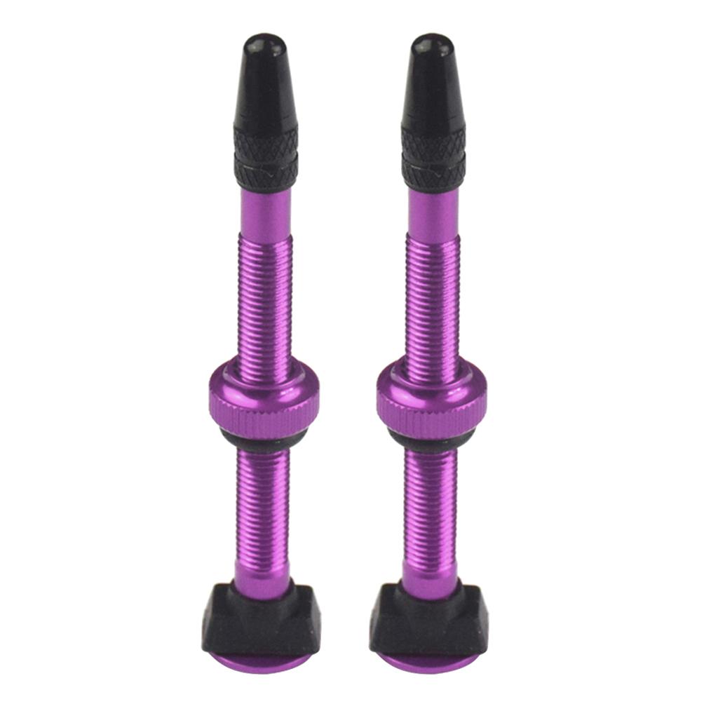 2X Bike Bicycle Aluminum Alloy 60mm Tubeless Presta Valve Kit Replacement Purple