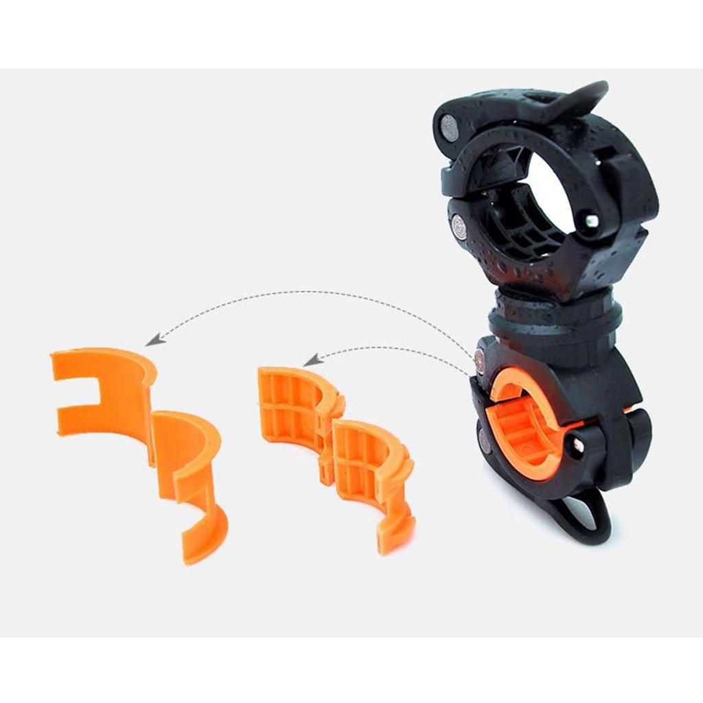 Cycling Bike Bicycle Rotating Light Double Holder Flashlight Handlebar Black