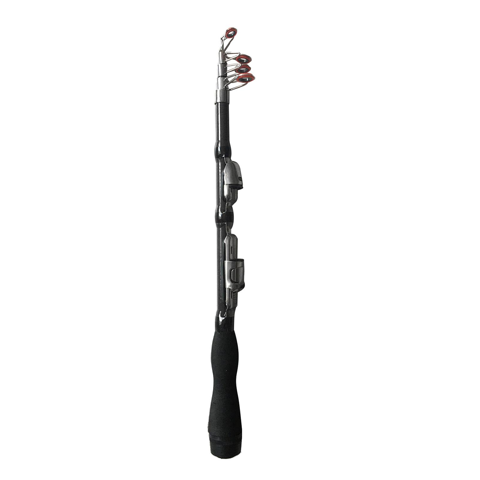Carbon Telescopic Fishing Rod Sea Boats Fishing Spinning Pole Black 1.0m