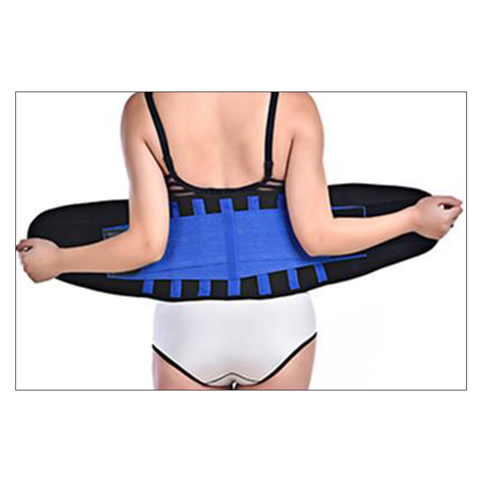 Adjustable Neoprene Lumbar Support Back Belt Brace Sweat Suit S blue