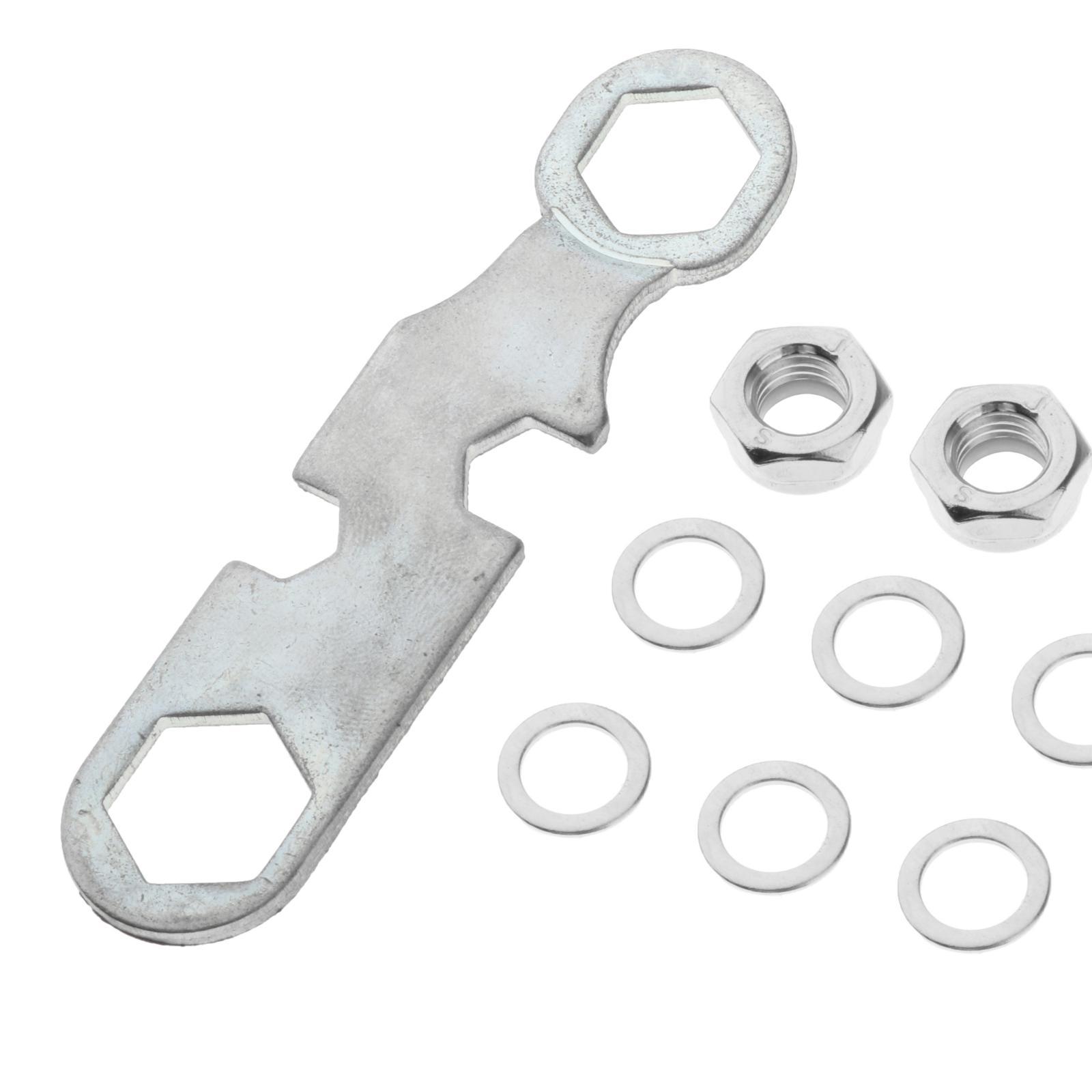 2xSkateboard Truck Rebuild Kit Washers M8 Nuts and Wrench Tool Silver