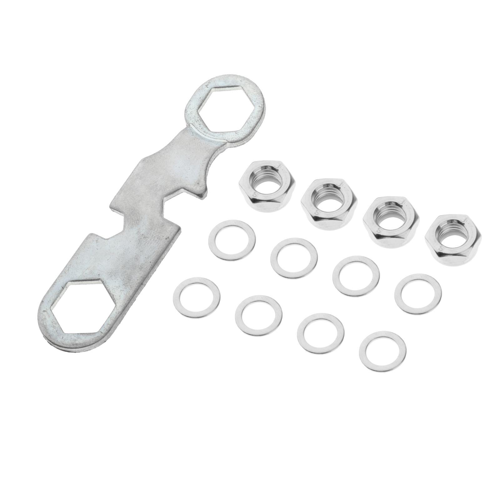 Skateboard Truck Rebuild Kit Washers M8 Nuts and Wrench Tool Silver