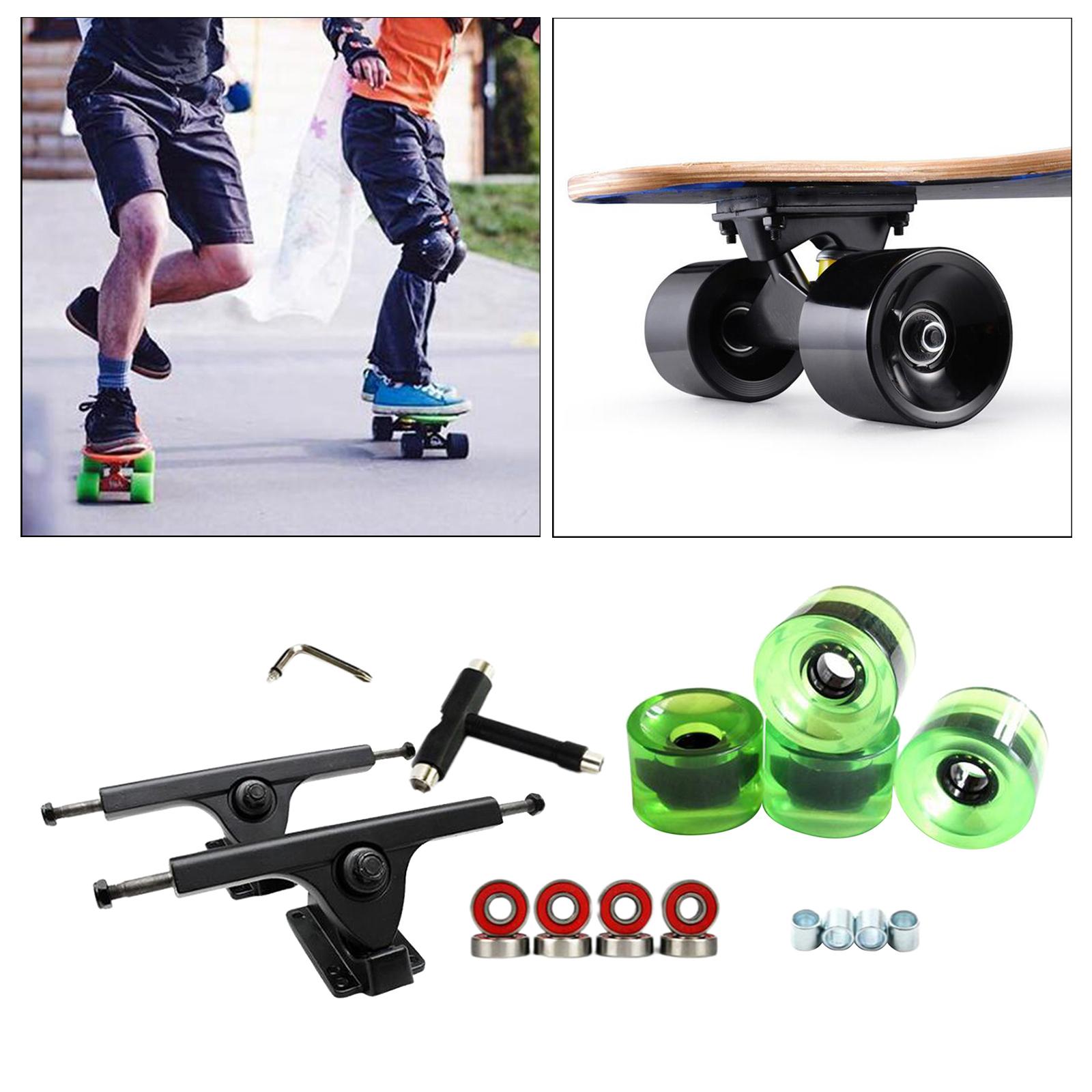 Skateboard Trucks 7'' Bearings Longboard Wheel Roller T-Tool Clear Green