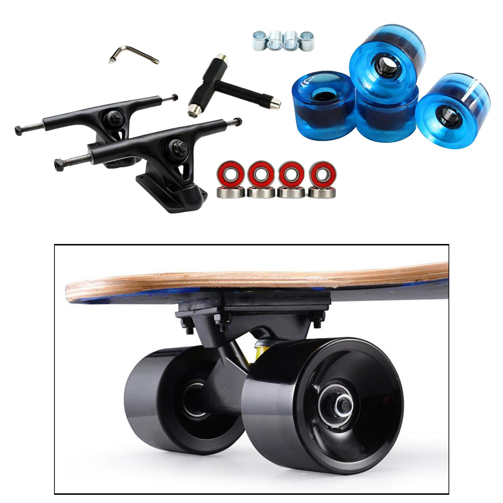 7'' Skateboard Trucks Bridge Hanger ABEC-11 Bearings Wheels Part Clear Blue