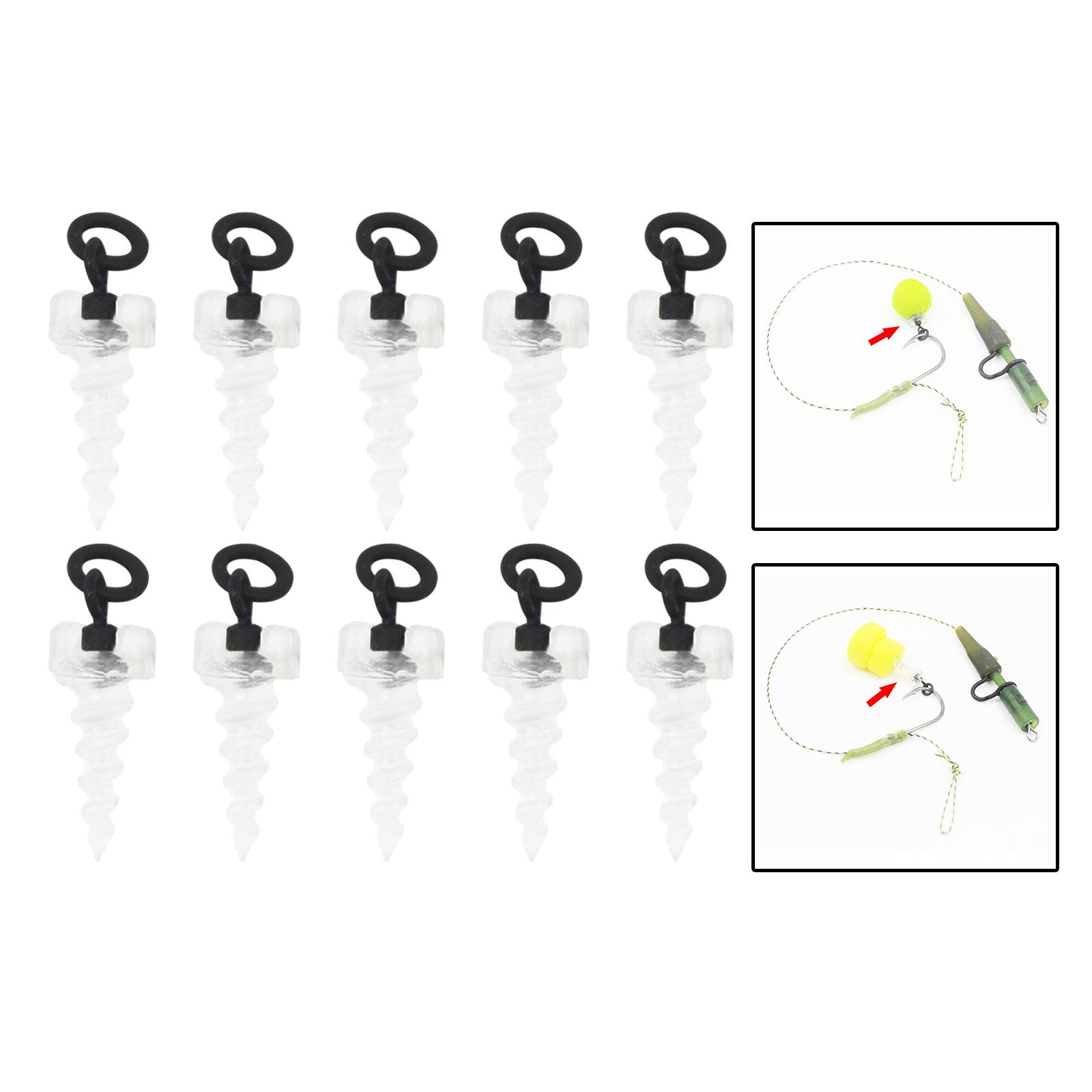 10Pcs Boilie Screw Peg with Ring Swivel Fishing Carp Surface Bait 15mm
