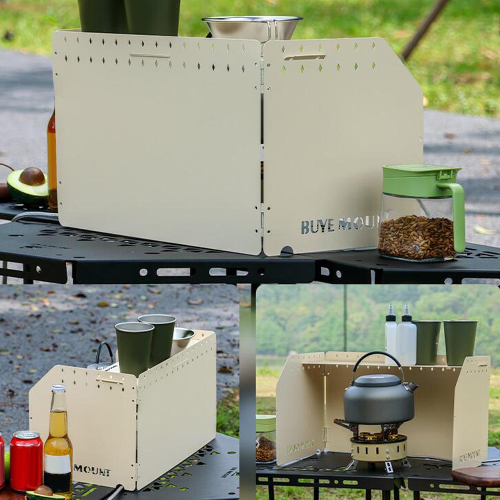 Camping Furnace Windscreen Folding Windshield for Camp Furnace Cooker Hiking White 