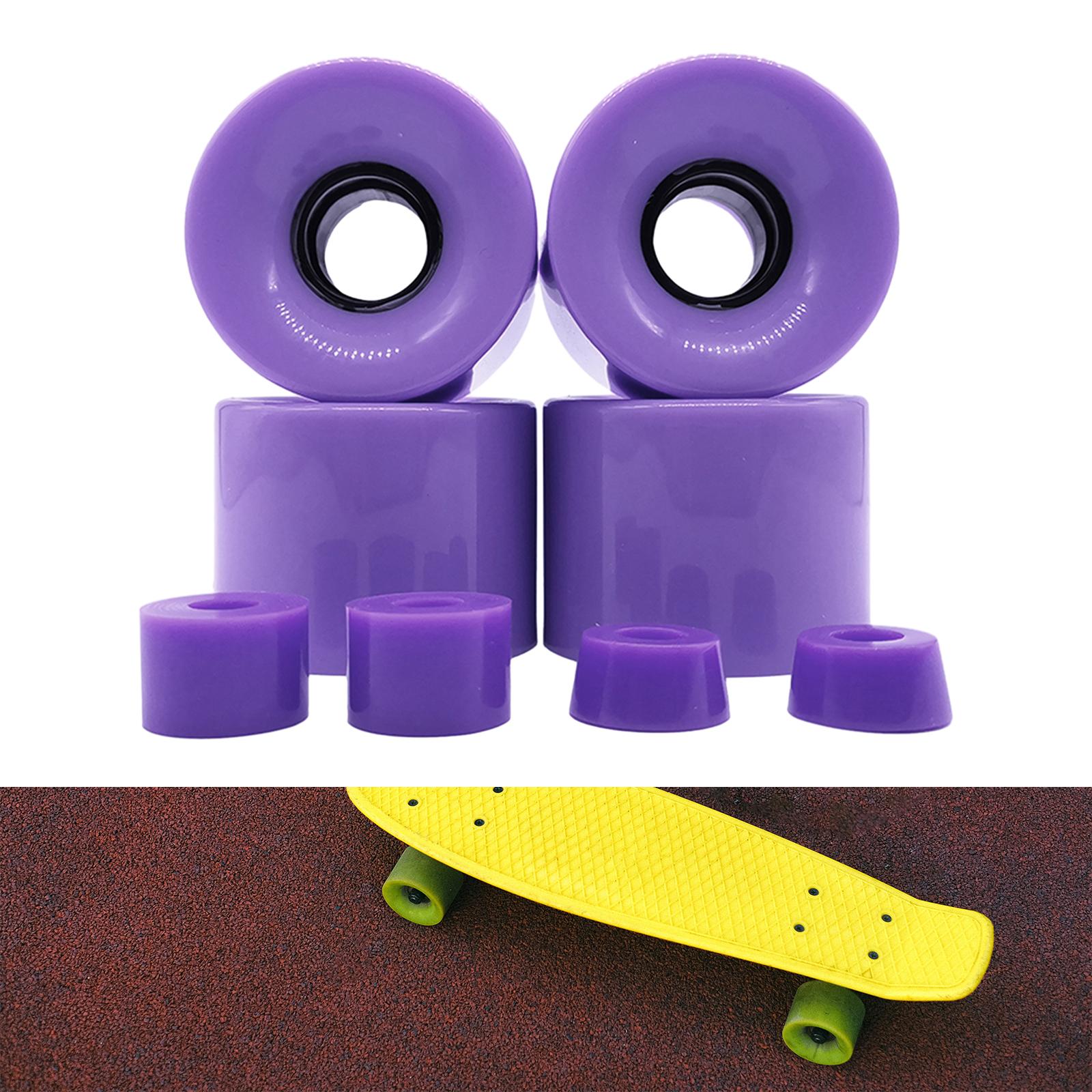 4 Pieces Skateboard Wheels 78A Hardness Durable PU Damping Wheel Replacement Purple