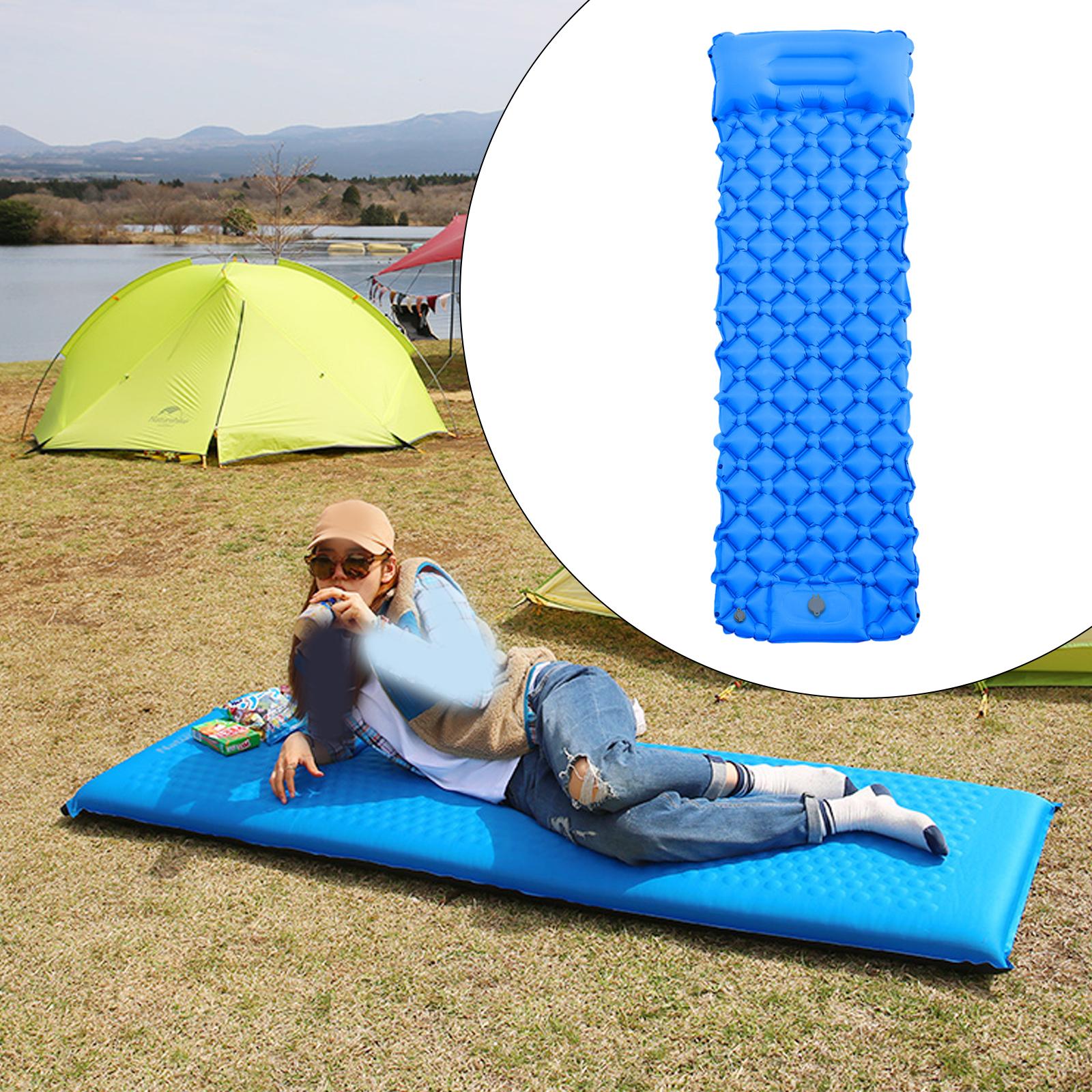 Inflatable Sleeping Pad Compact Camping Mat for Traveling Backpacking Hiking Blue