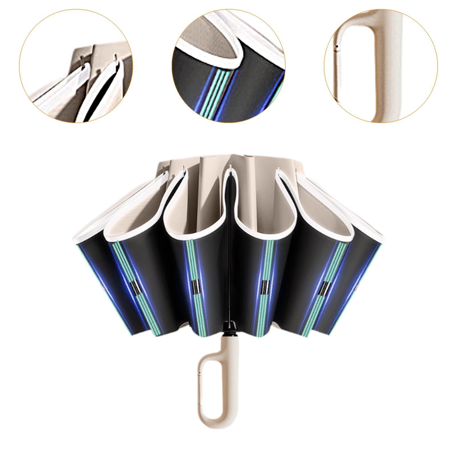 Automatic Folding Umbrella Windproof Portable Umbrella Fold Umbrella Beige