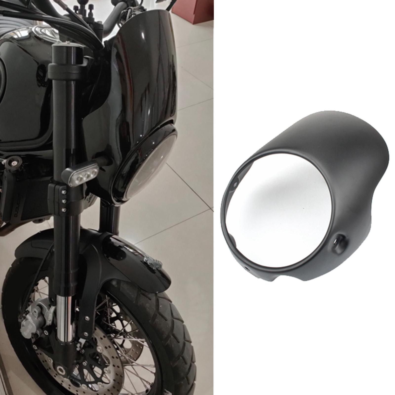 Black Cafe Racer Style 7" Headlight Fairing Screen Protector Universal