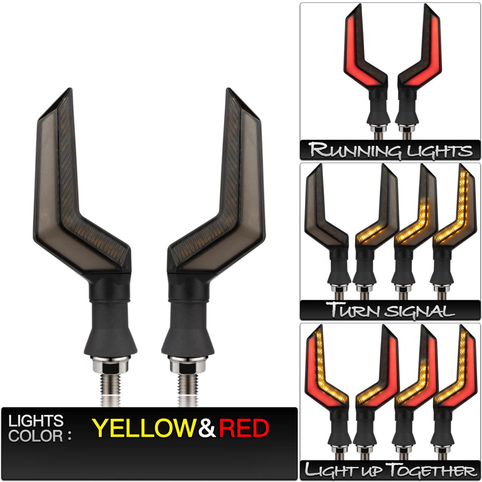 Motorcycle Turn Signal Light Wing Flowing Drl Function Waterproof Red DRL