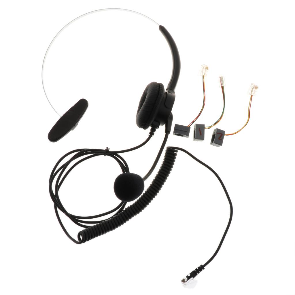 Call Center Monaural Office Phone Headset & Coiled Cable RJ9 Plug 10x