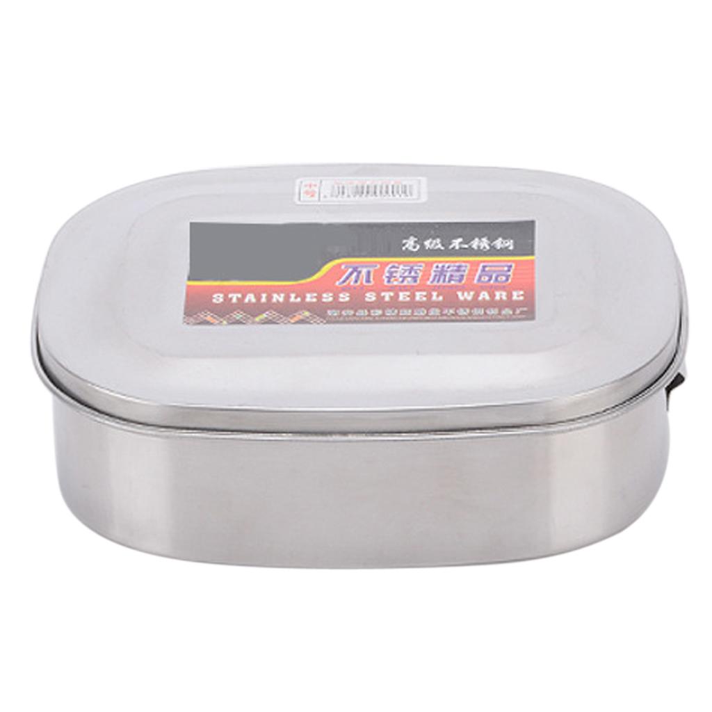 Stainless Steel Bento Lunch Box Dinner Food Container Single Layer L