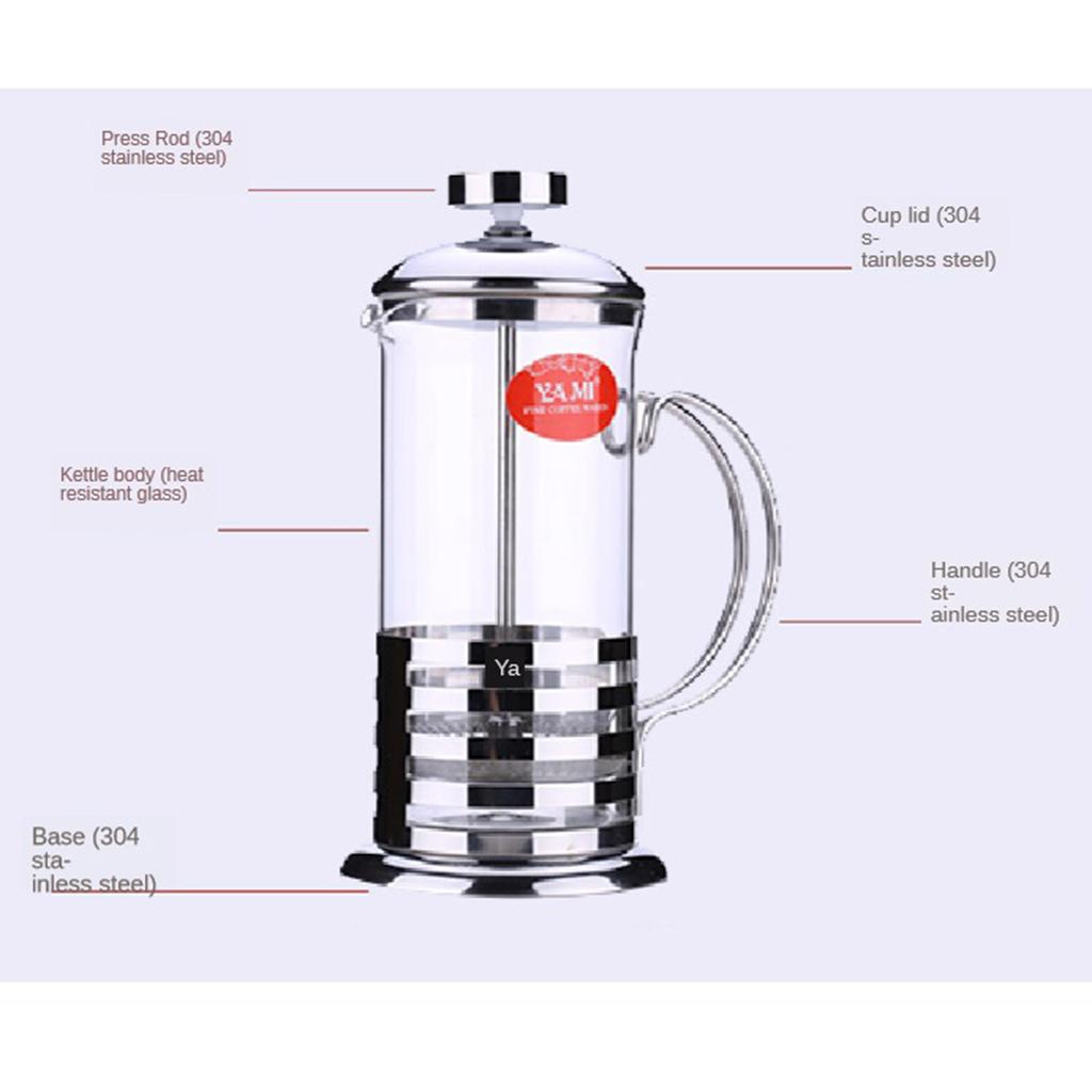 12 Oz French Press Coffee Maker Manual Tea Makers Stainless Glass