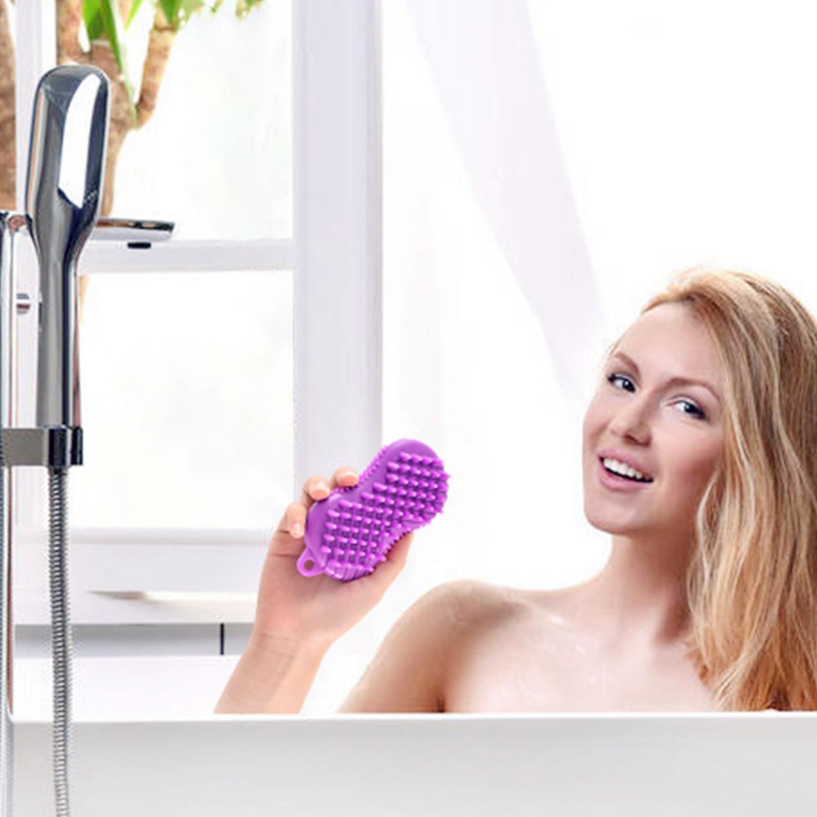 Silicone Bath Body Brush Exfoliating Scrub Brush Ultra Soft Texture Purple
