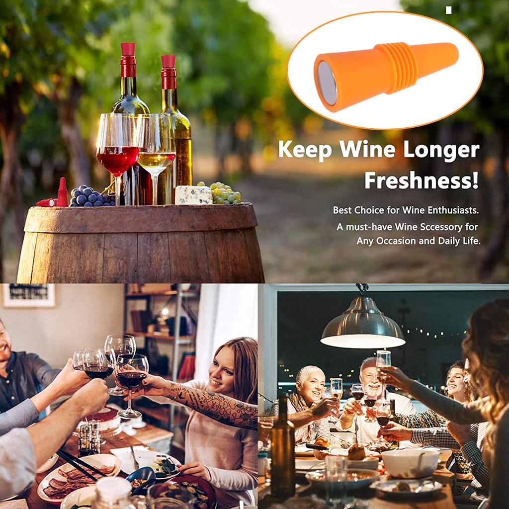 Portable Wine Bottle Stopper Beverage Bottle Stoppers with Grip Top Orange