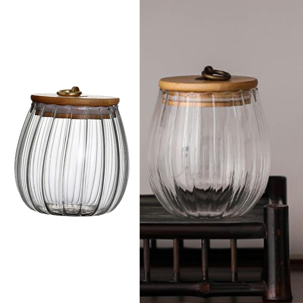 Coffee Canister Transparent Glass for Kitchen Food Container Round