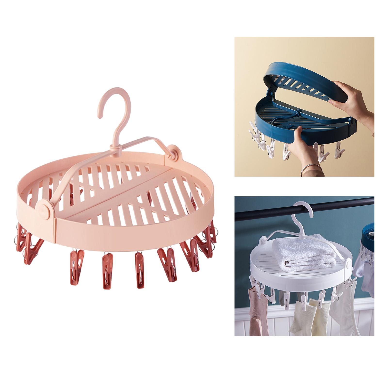 Hanging Drying Hanger Rotatable Folding for Socks Towels Underwear  Pink