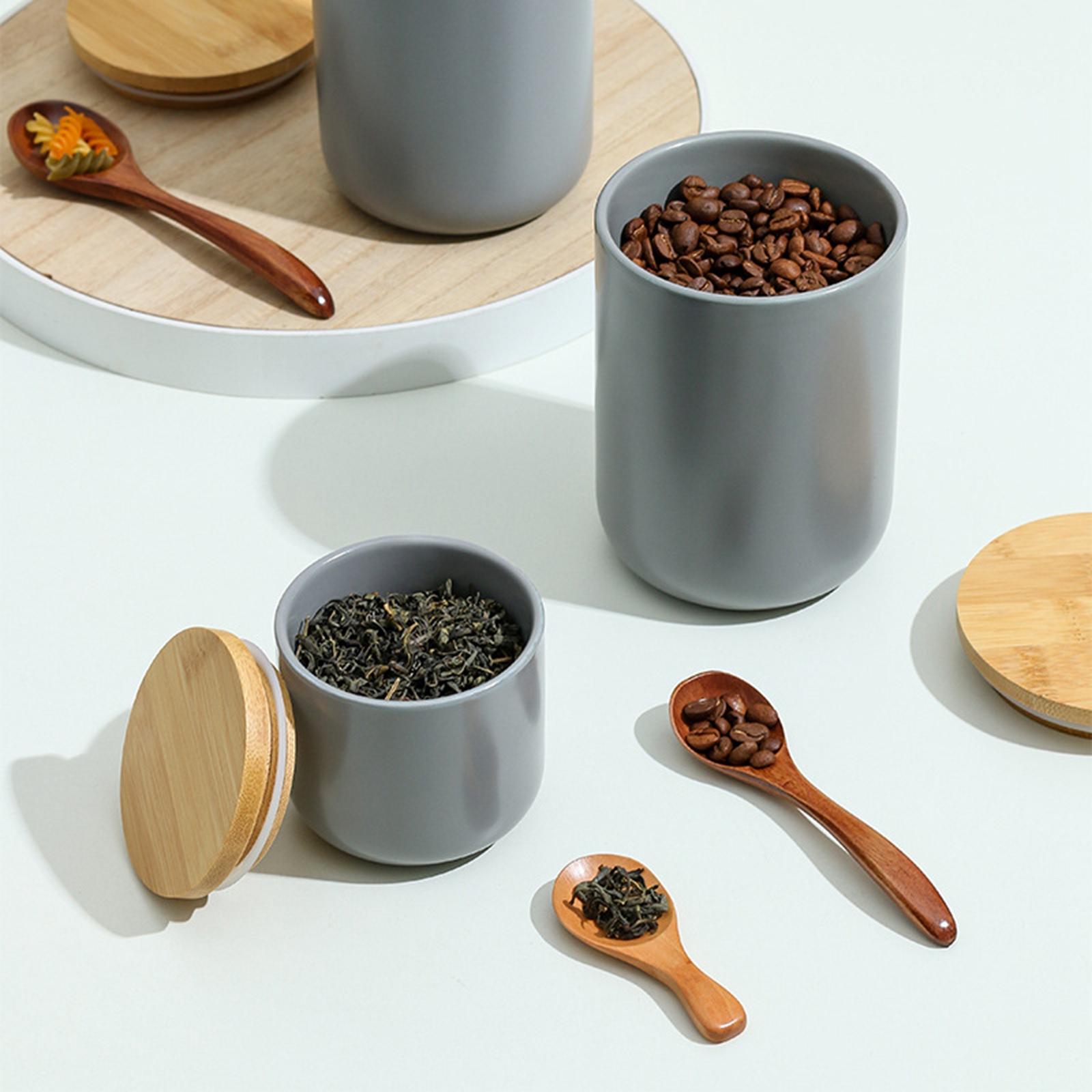 3Pcs Kitchen Canister Airtight Jars Porcelain Loose Tea for Coffee